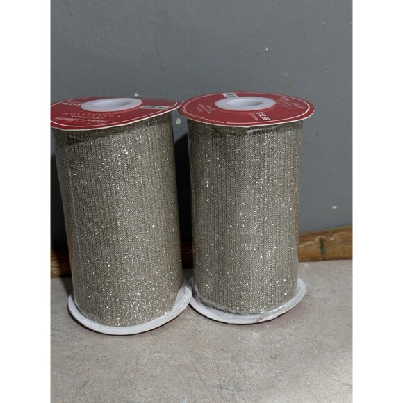 Hobby Lobby Other - 4"x15 Ft Gold Glitter Web Mesh Metallic Wired Edge Ribbon for Wreaths